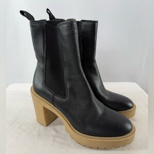 DV by Dolce Vita Jetty Vegan Leather Chelsea Chunky Boot in Black Tan Size 7